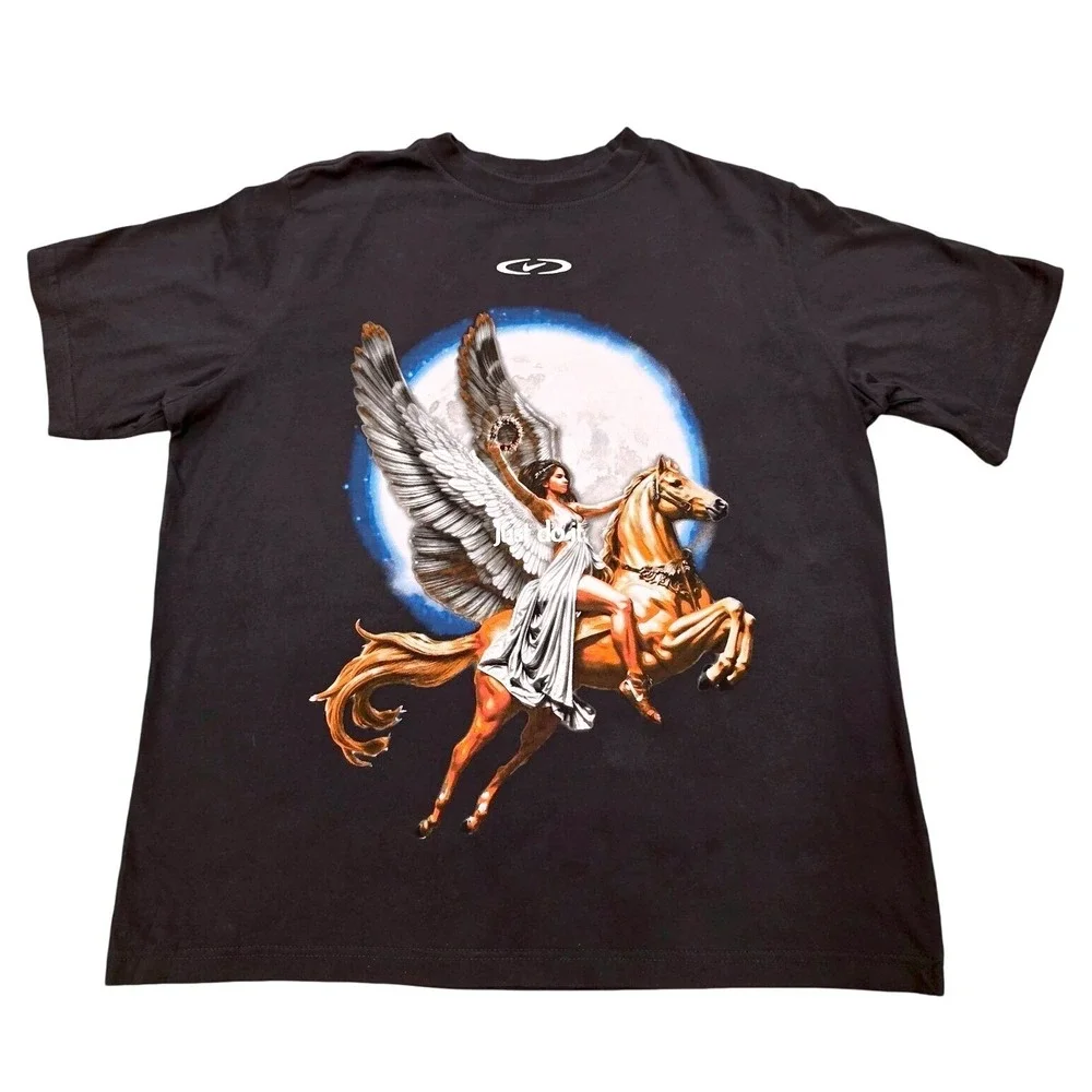 Nike Essential Pegasus Soaring Oversized Graphic Tee Off Noir Womens M IB8933